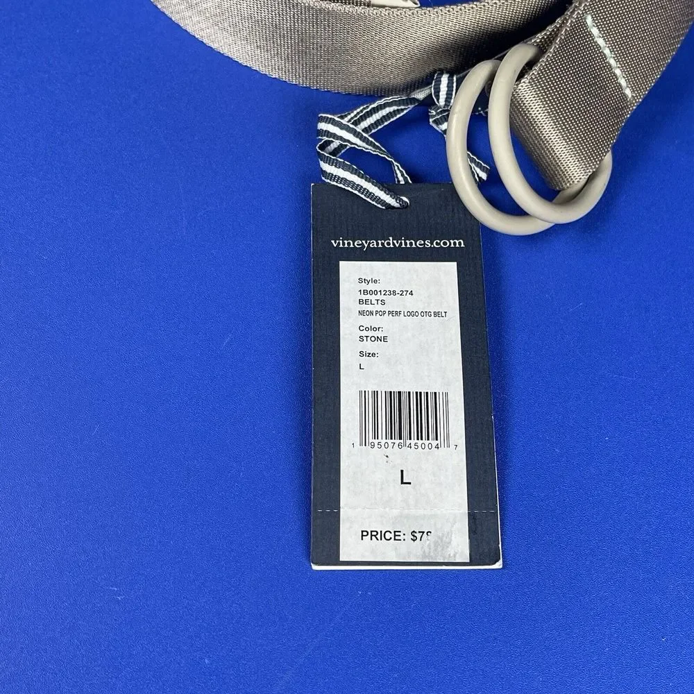 Vineyard Vines Men's Large Neon Pop On The Go Belt Stone MSRP‎ $78 NWT